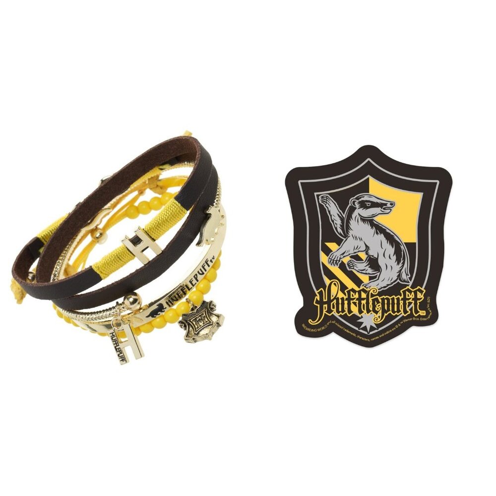 Harry Potter 4 Pack Hufflepuff Friendship Bracelet Set and House Crest Decal